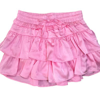 Day + Moon - Tiered satin skort with ties