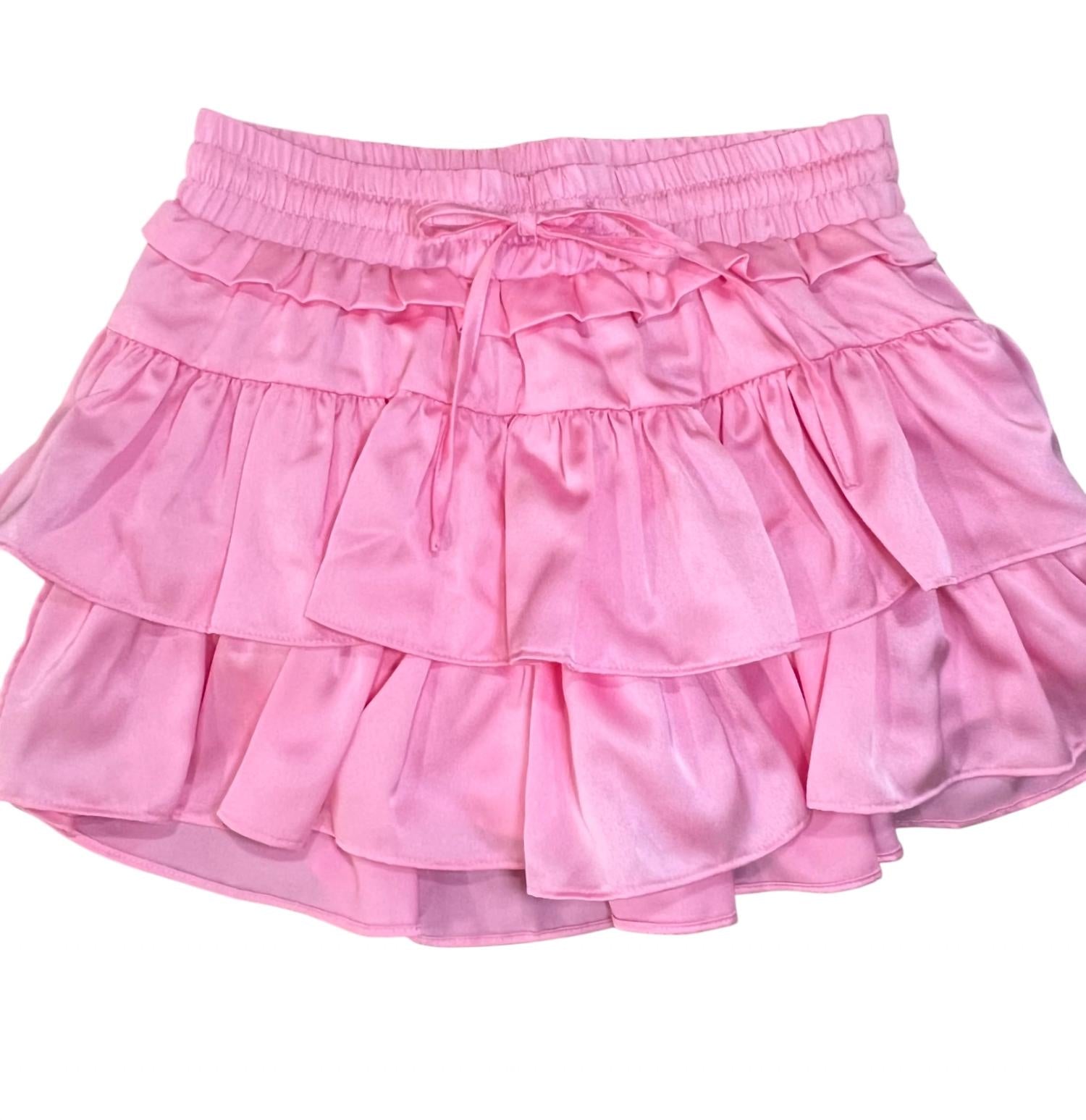 Day + Moon - Tiered satin skort with ties