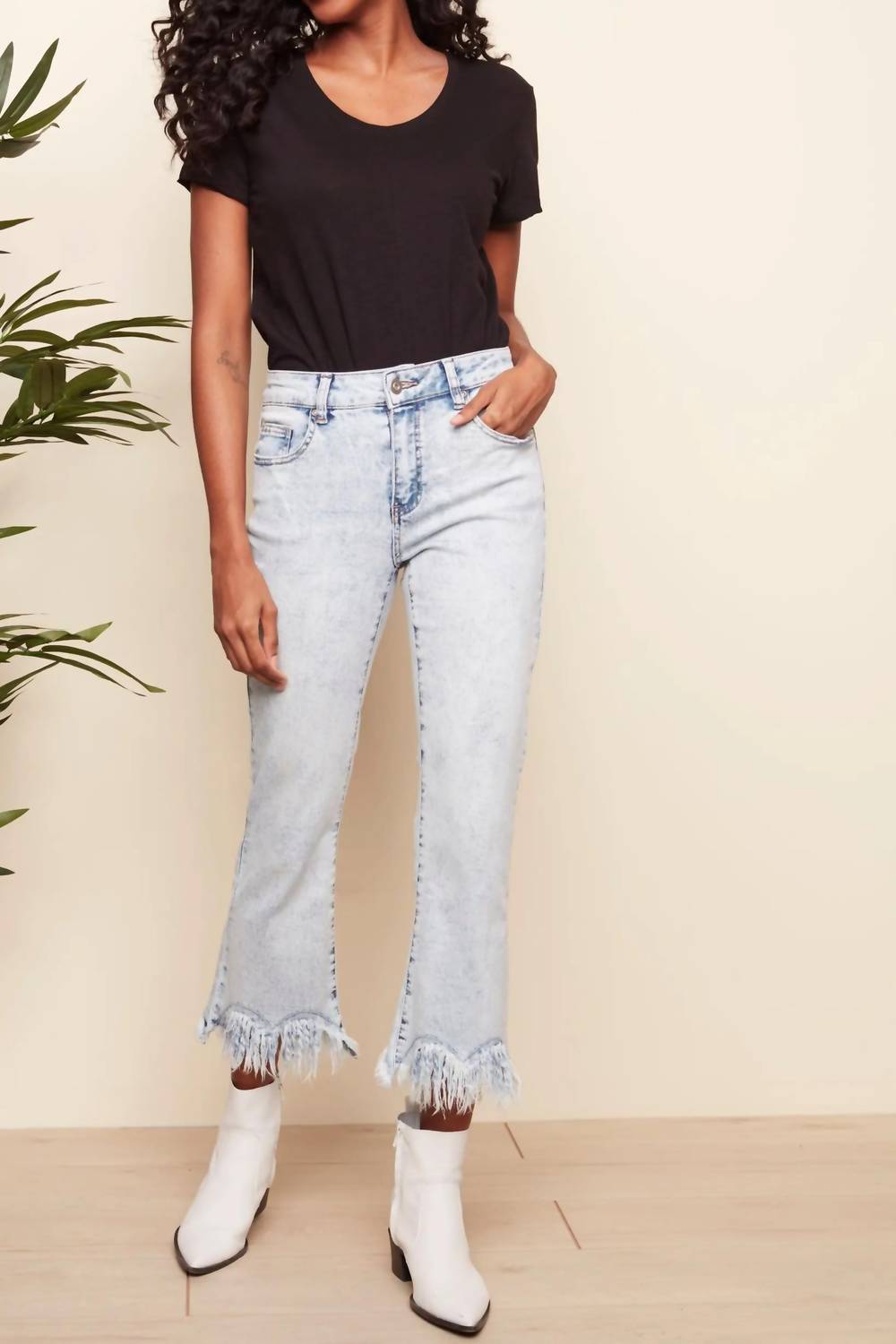 CHARLIE B Fringe Jean in bleach blue - women's jeans
