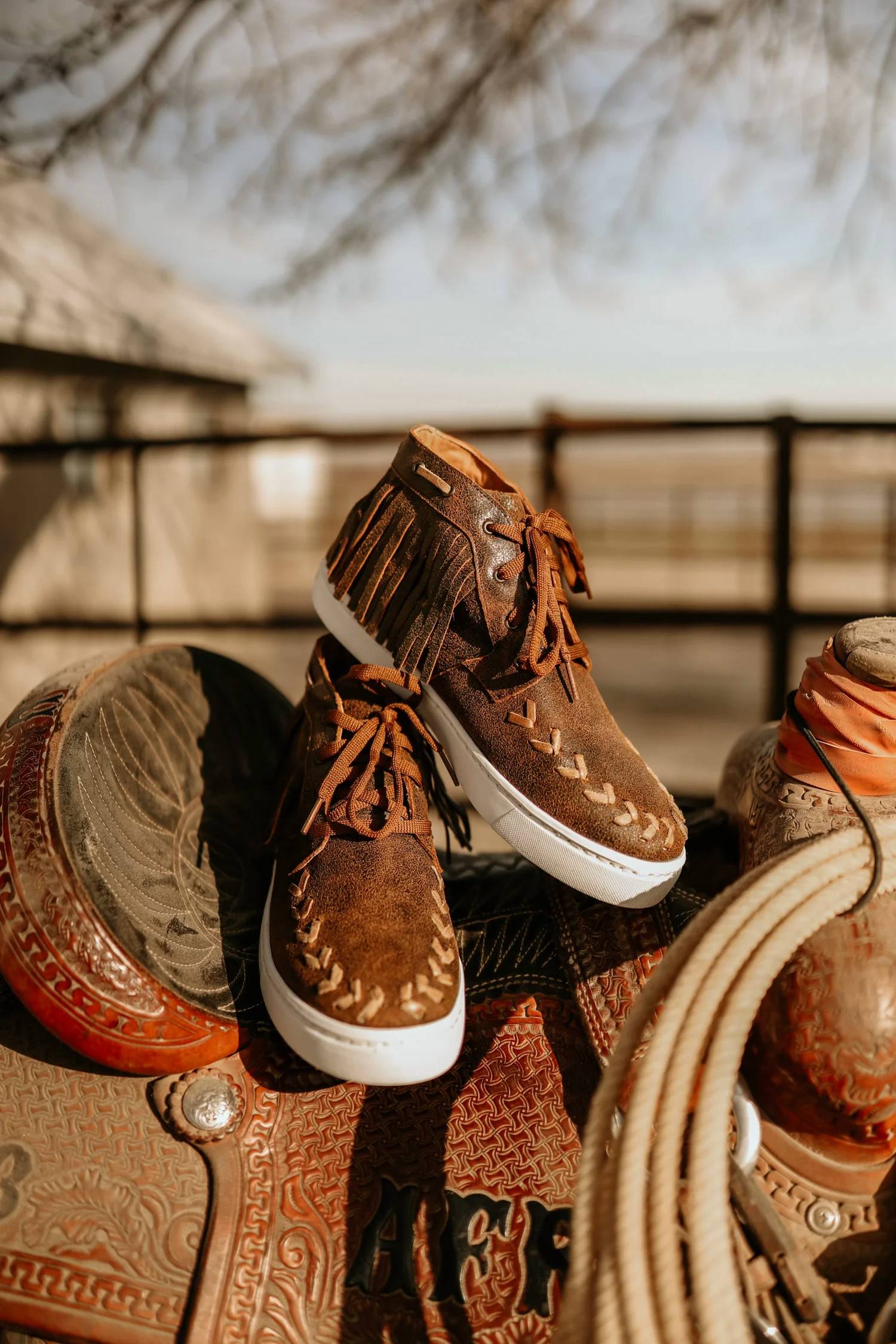 Agave Sky - Unisex - Cheyenne Fringe Tennis Shoes