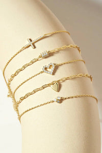 Eklexic - Women's Horizontal Cubic Zirconia Cross Bracelet