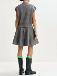 ESSENTIEL ANTWERP Icing Knit Flared Skirt in black - women's skirt - detail view