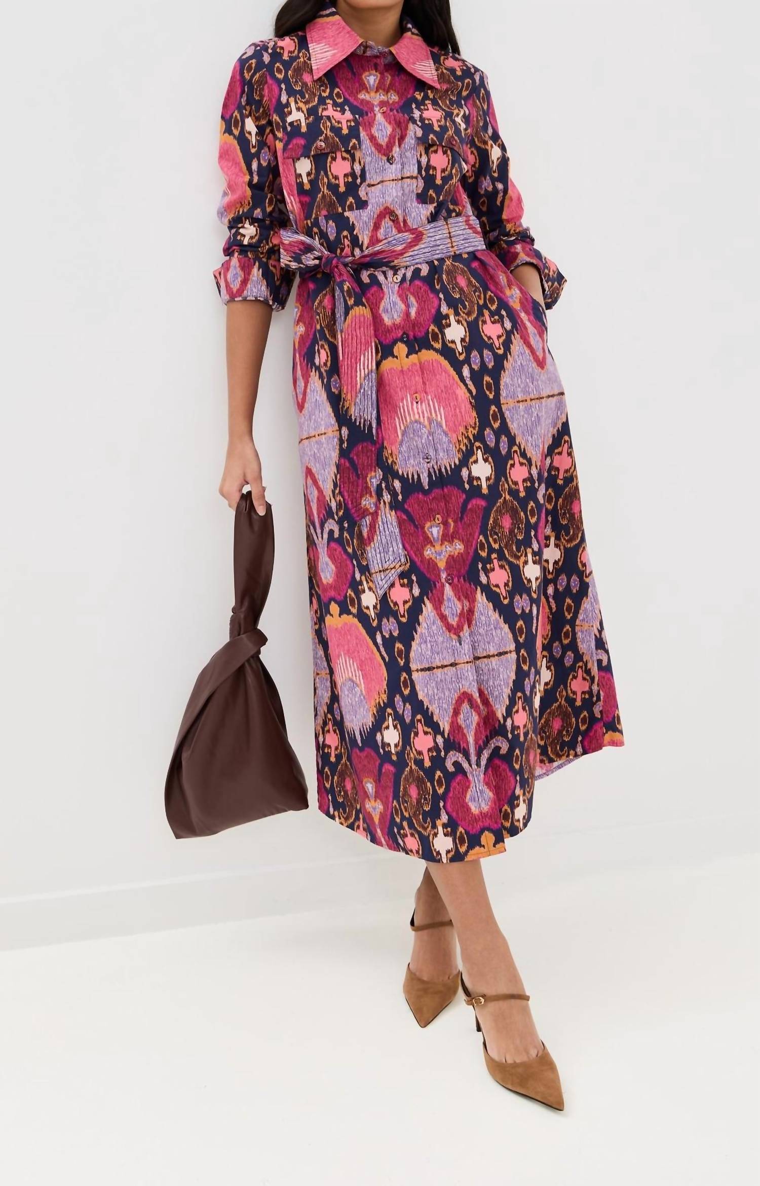 FIGUE Bassa Dress in fan ikat true navy - women's dress - view 4