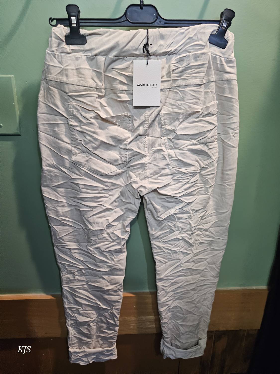 Made In Italy - Women's Embroidered Italian Crinkle Joggers