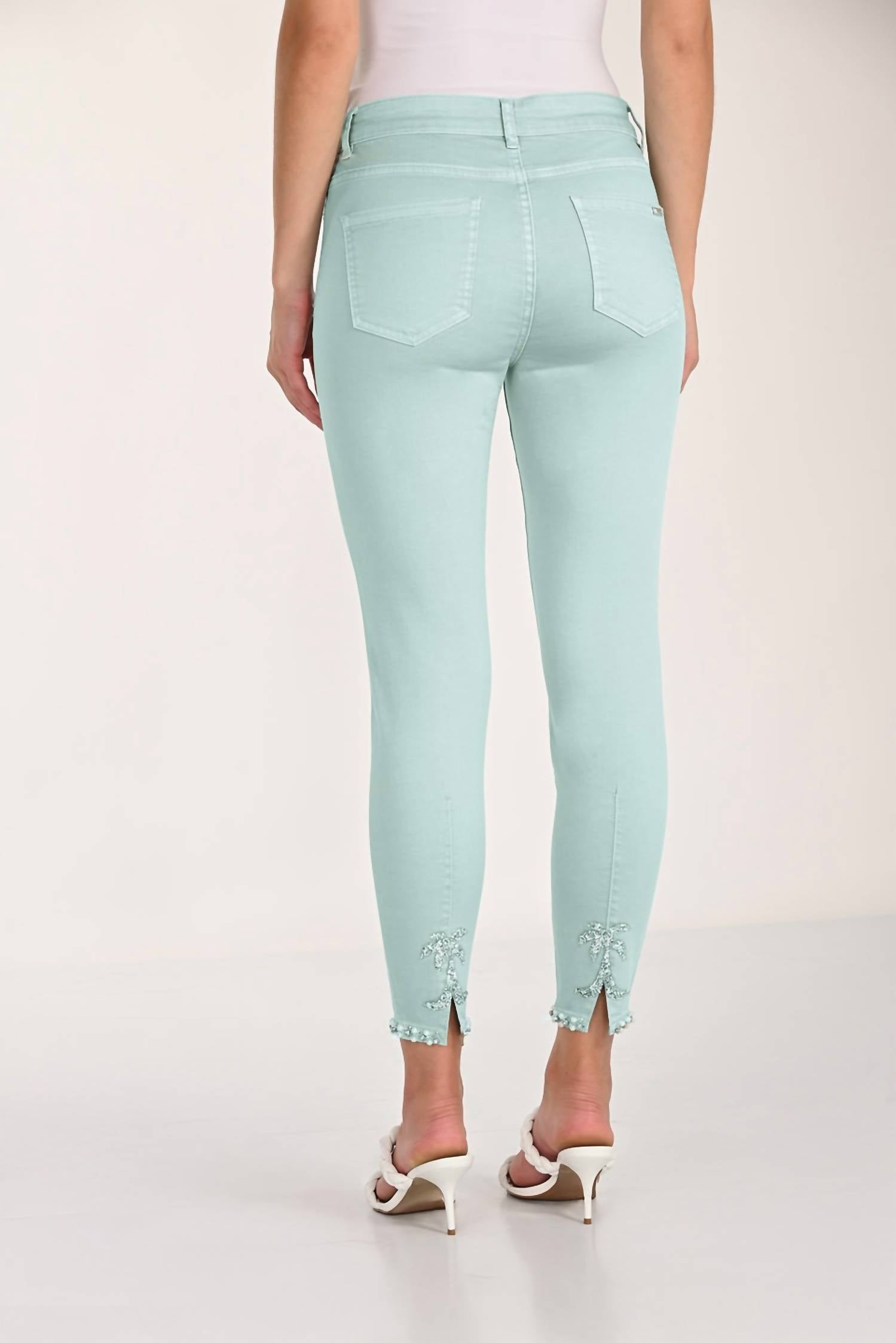 Frank Lyman - High-waisted Embellished Skinny Jeans
