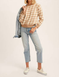 Listicle - Houndstooth plaid pullover knit sweater