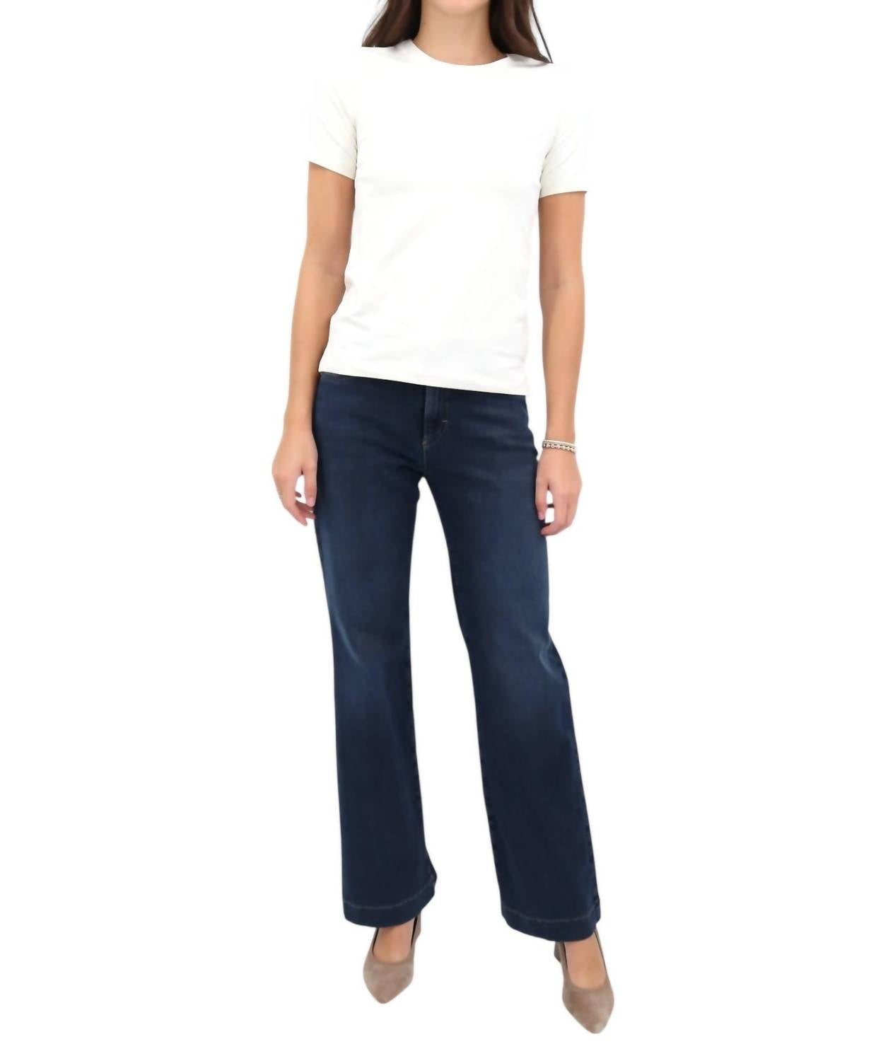 Brax Maine Wide Leg Pants in used dark blue - women's pants - detail view