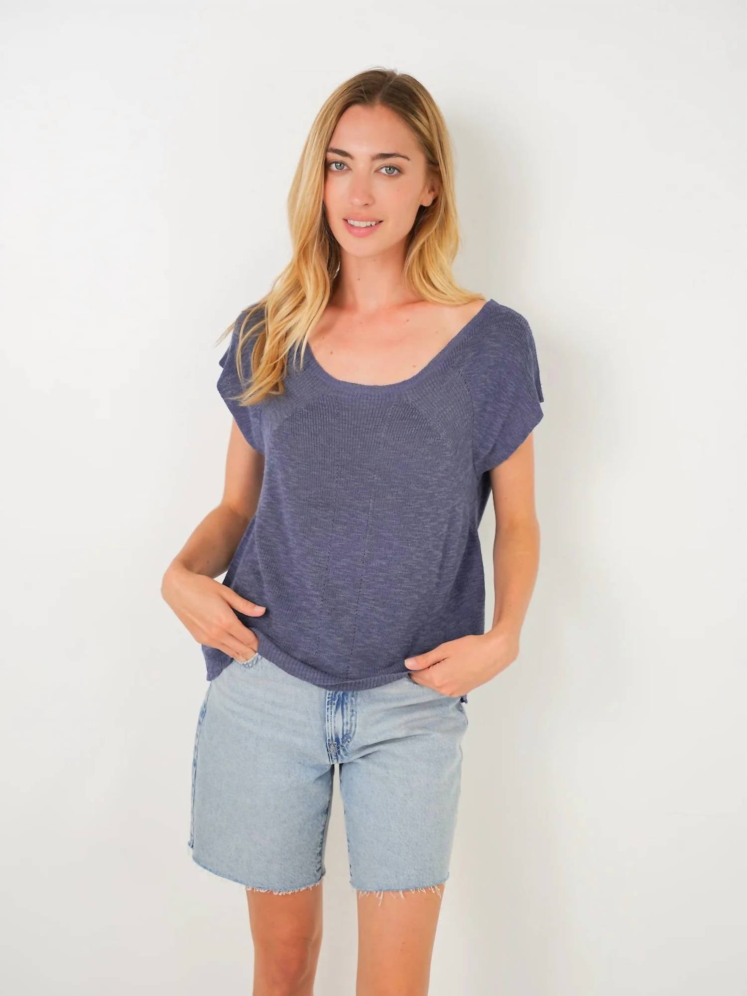 Stitchdrop - Karlie Stitch Cotton Short Sleeve Sweater Top