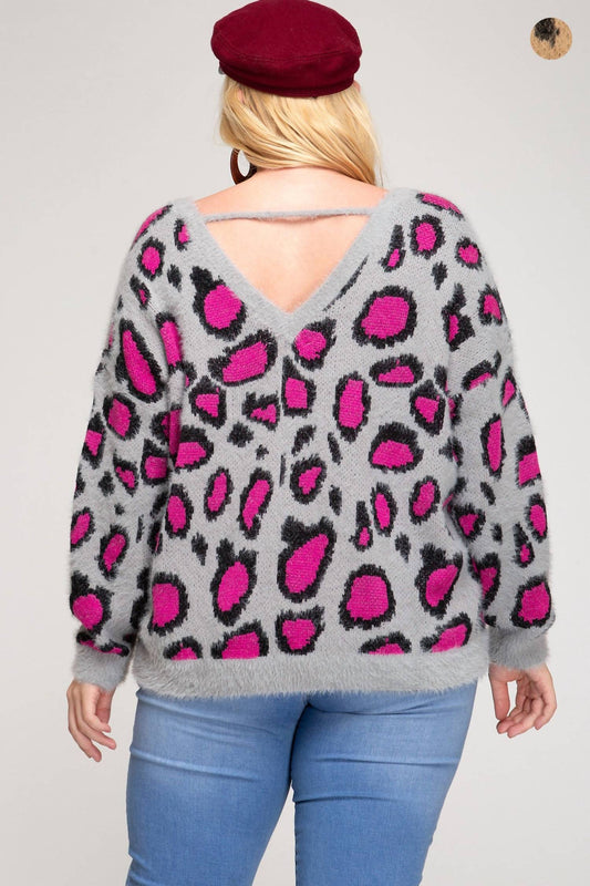Leopard V Back Plus Sweater