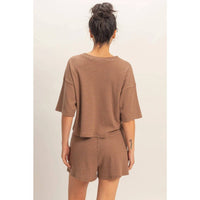 Hyfve - Striped Round Neck Ribbed Top And Shorts Set