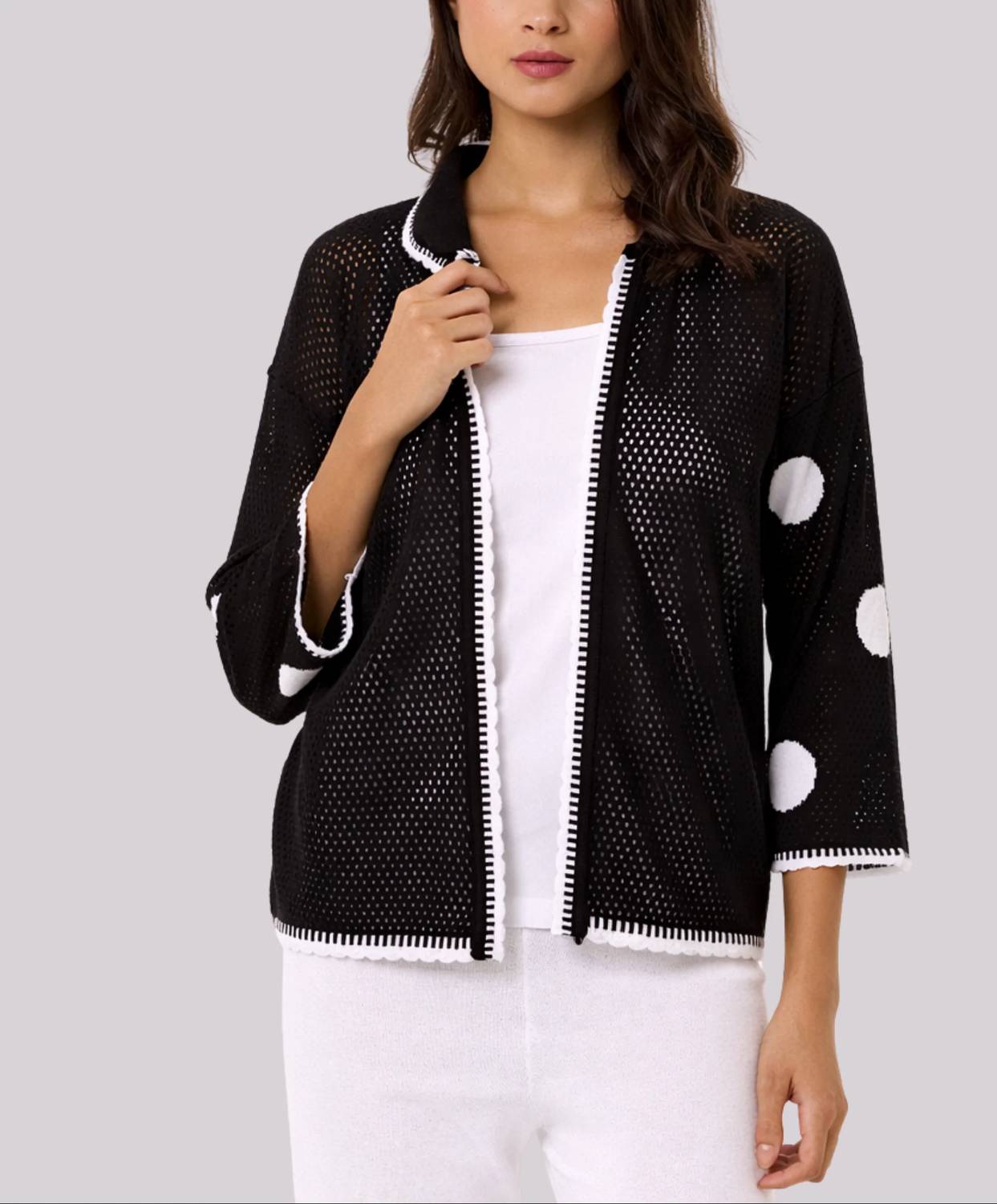 Angel Apparel - Crochet Polka Dot Cardigan