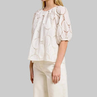 Flat White - Bloom Eyelet Blouse