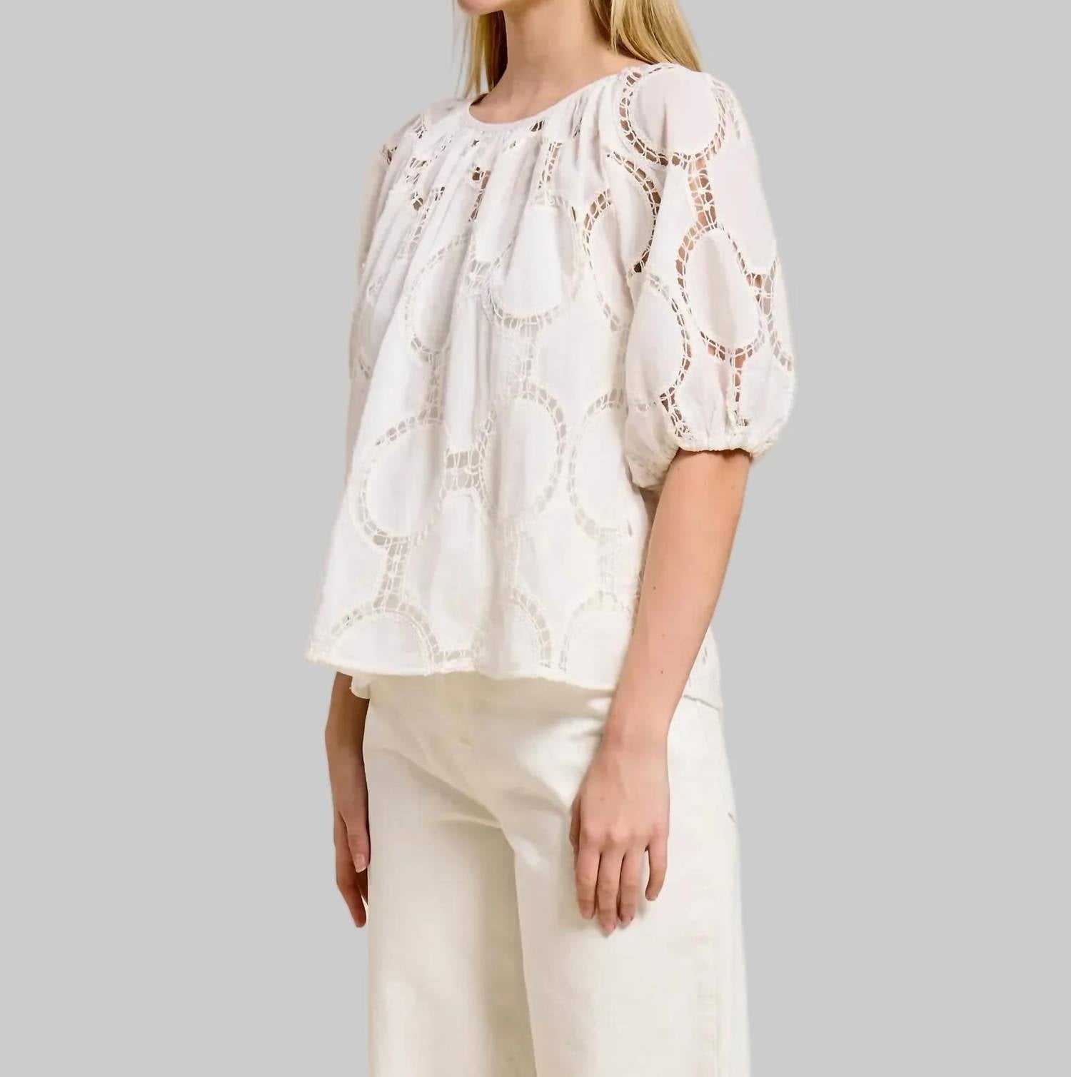 Flat White - Bloom Eyelet Blouse