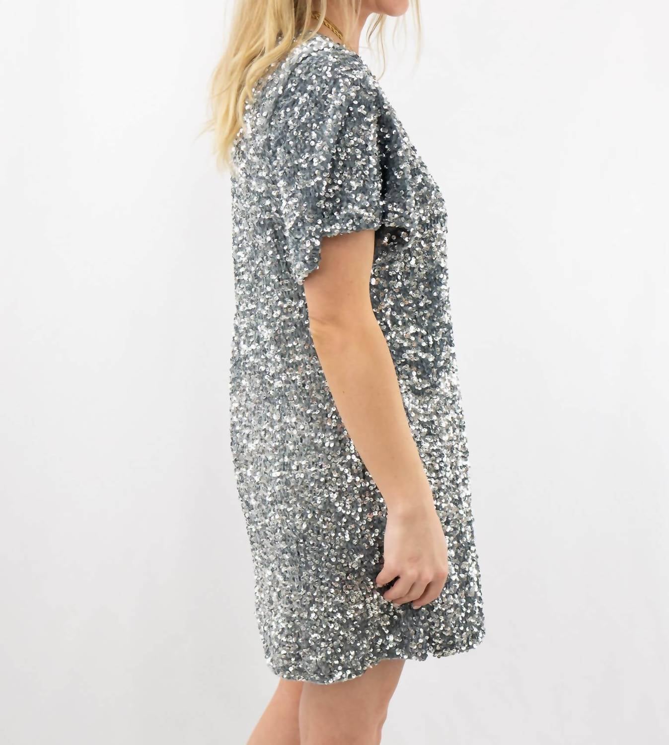 FANTASTIC FAWN Sequin Mini Dress in gray - women's dress - alternate view
