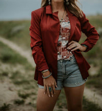 ELAN Oversized Suit Jacket in maroon - women's jacket