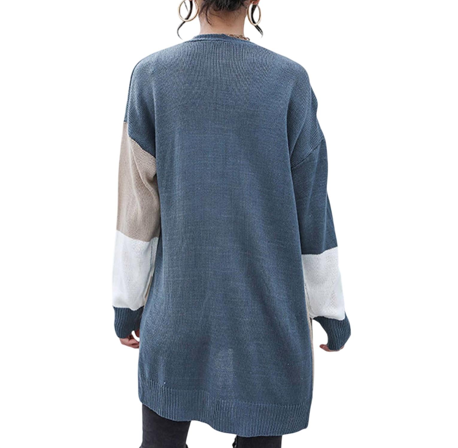 Lily Clothing - Long Color Matching Sweater Coat