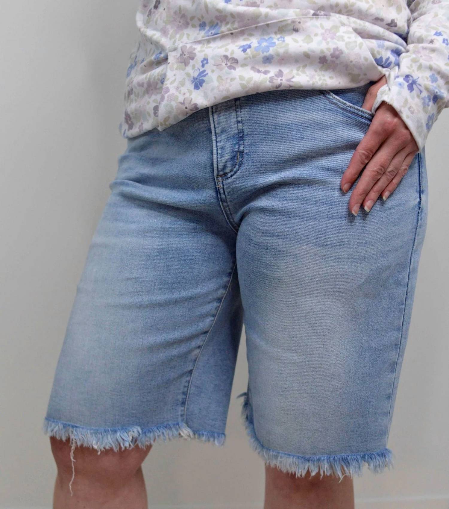 Risen - Slouchy Light Wash Bermuda Shorts - Curvy