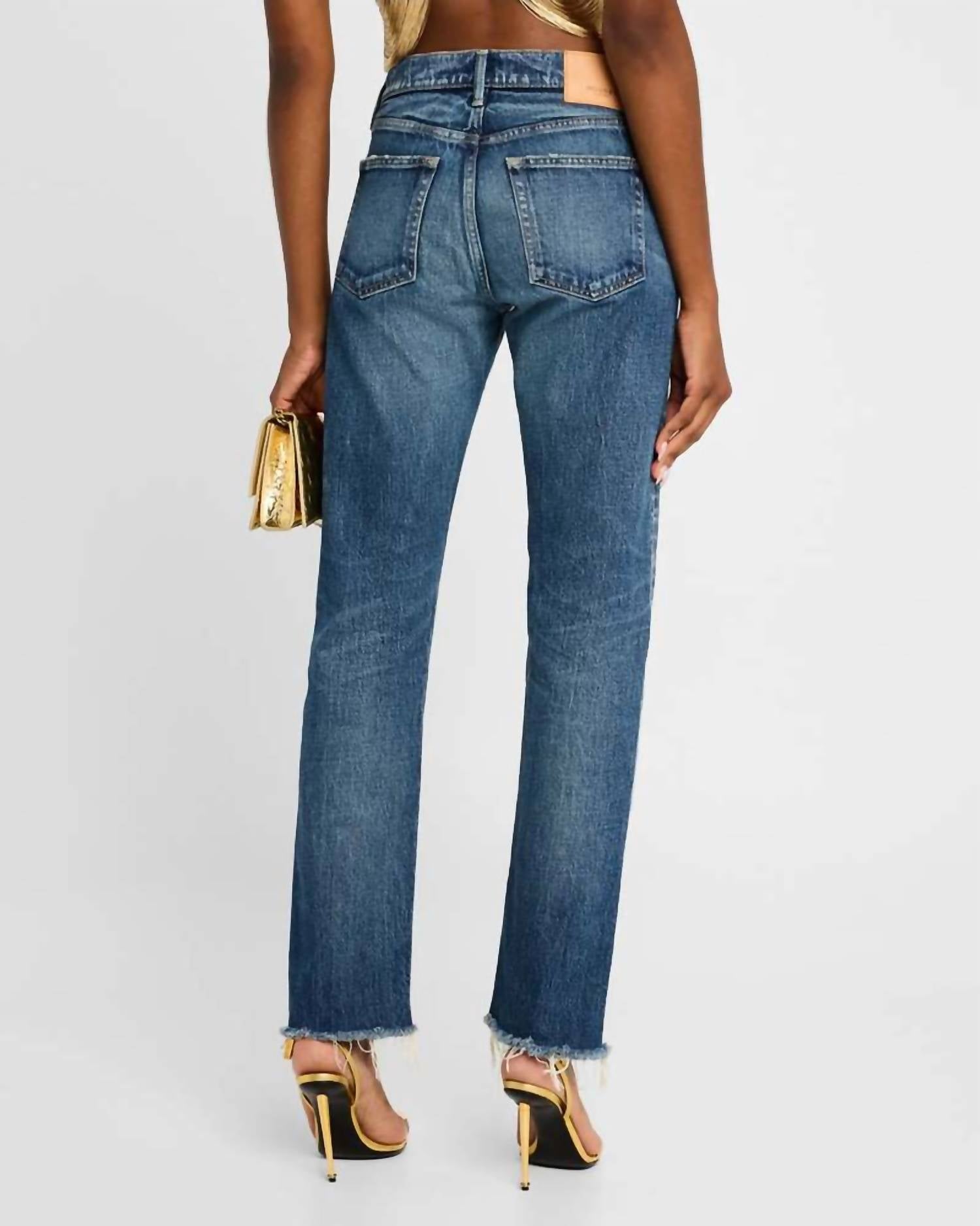 Moussy Florahome Slim Straight Jeans in blue - women's jeans - detail view