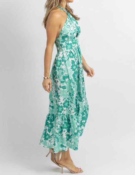 HALTERNECK RUFFLE MIDI DRESS