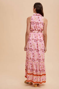 In-Loom - BORDER PRINT COLLARED BUTTON DOWN MAXI DRESS