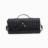 Urban Expressions Women's Top Handle Woven East West Clutch Crossbody Bag in black - women's bag - detail view