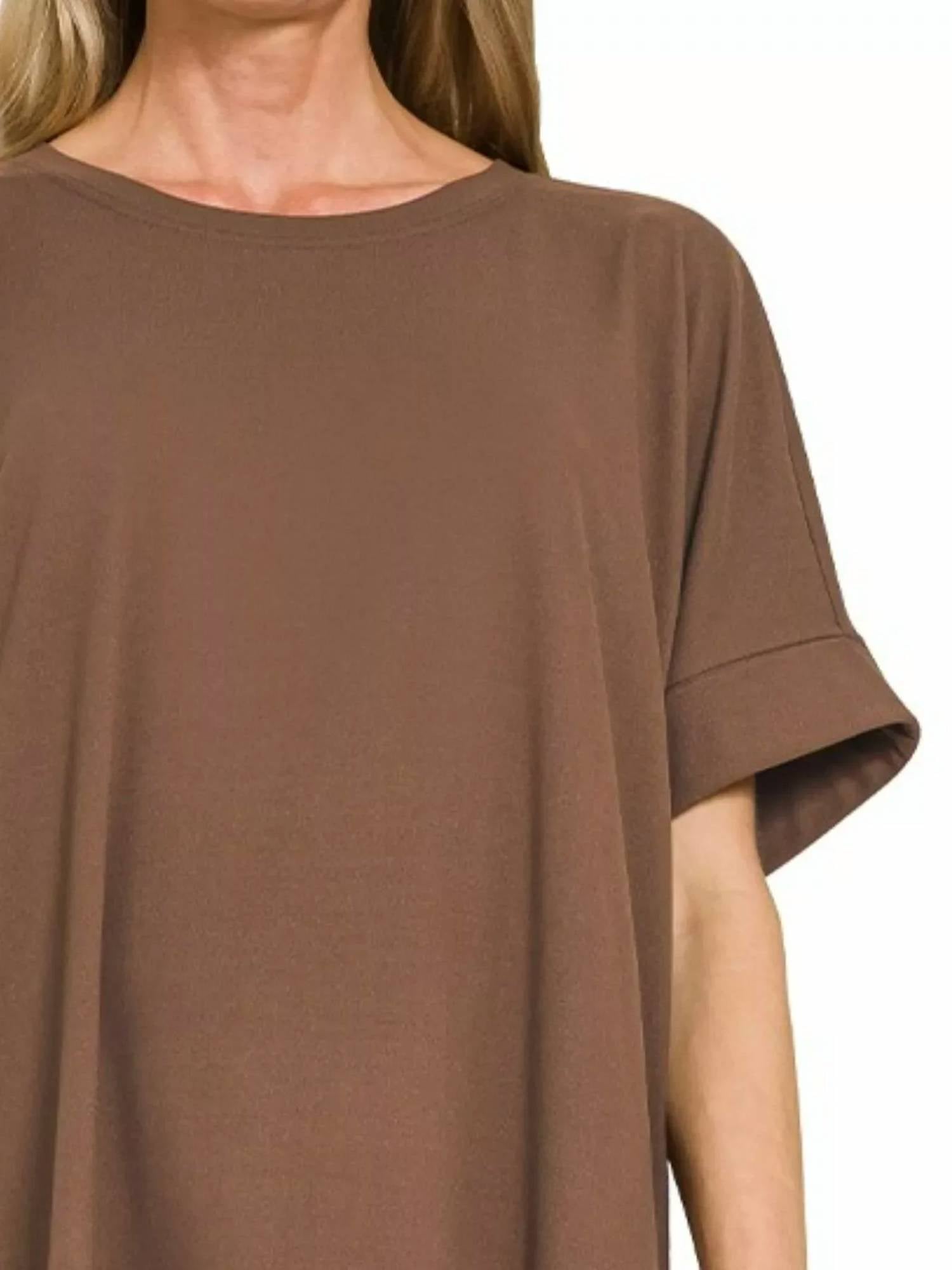 Zenana - Oversized Tee And Biker Shorts Set