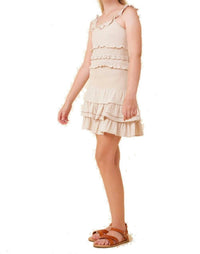 Vintage Havana Girls Smocked Waist Skirt in beige - kids' skirt