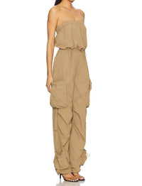 STEVE MADDEN Kylo Strapless Cargo Jumpsuit in oak buff - women's pants - alternate view
