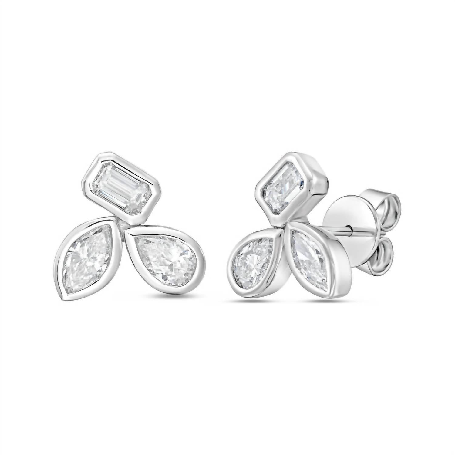 Diana M Jewels - Women's Emerald, Pear & Marquise Lab-Grown Diamond Stud Earrings (6.00 Ct) - Elegant