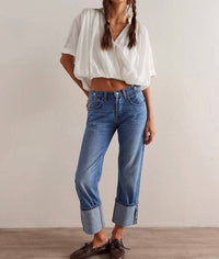 Free People Women's We The Free Slim Shade Selvedge Jeans in true blue - women's pants - view 4