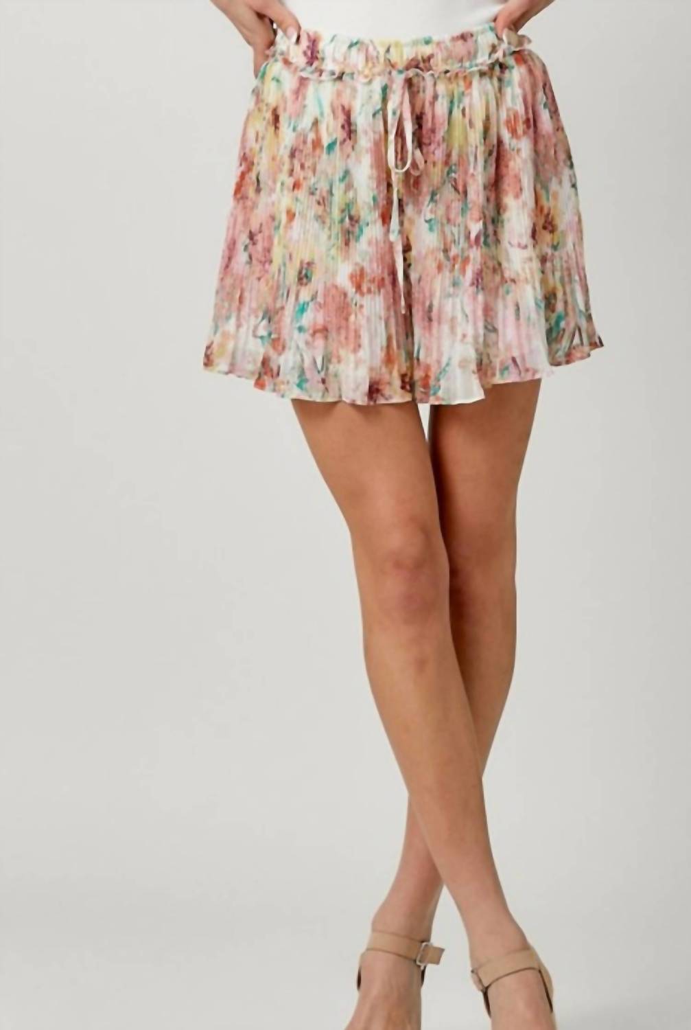 Mystree - Pleated Chiffon Shorts