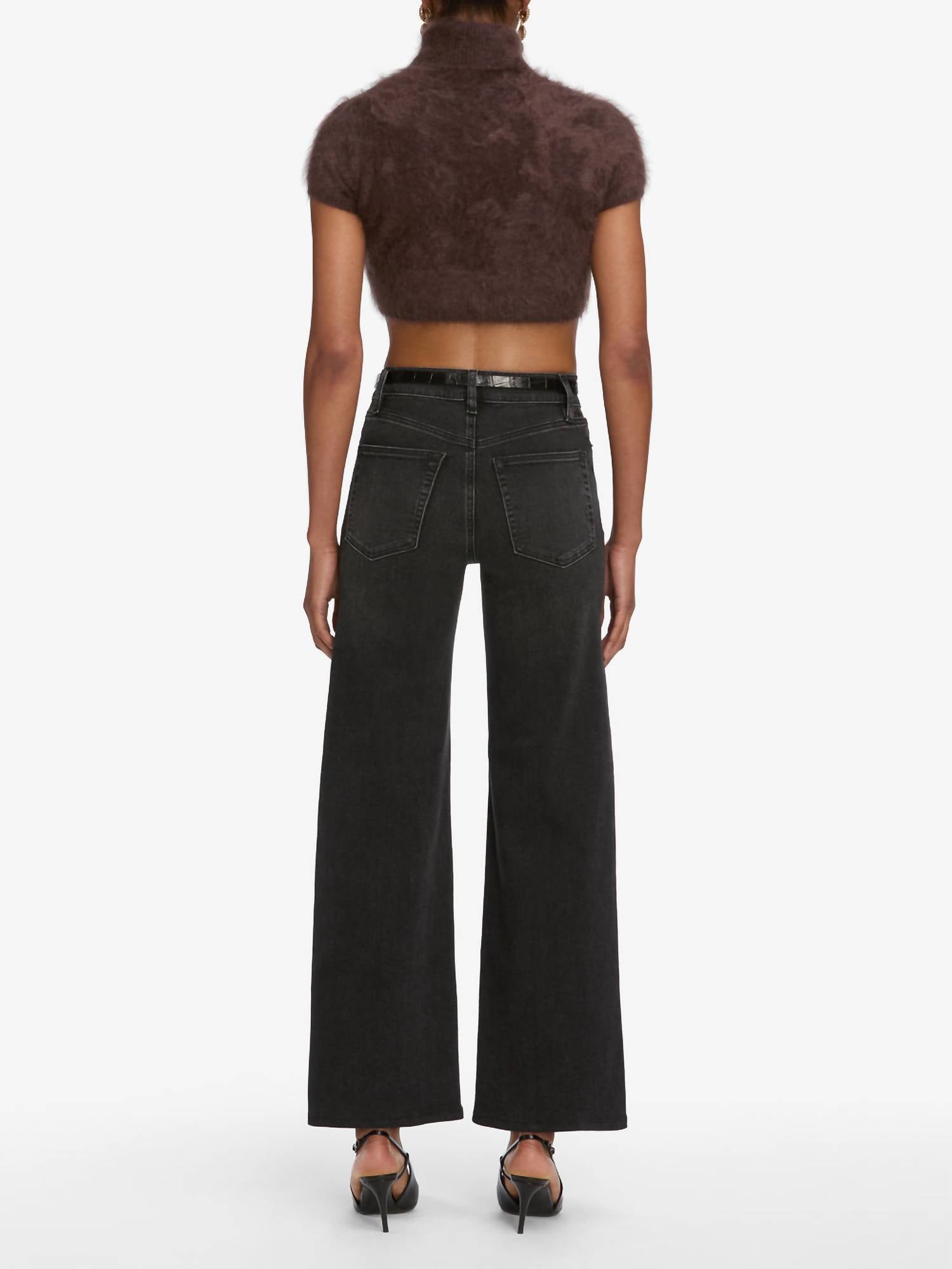 FRAME Women's Le Slim Palazzo Pant in starship - women's jeans - detail view