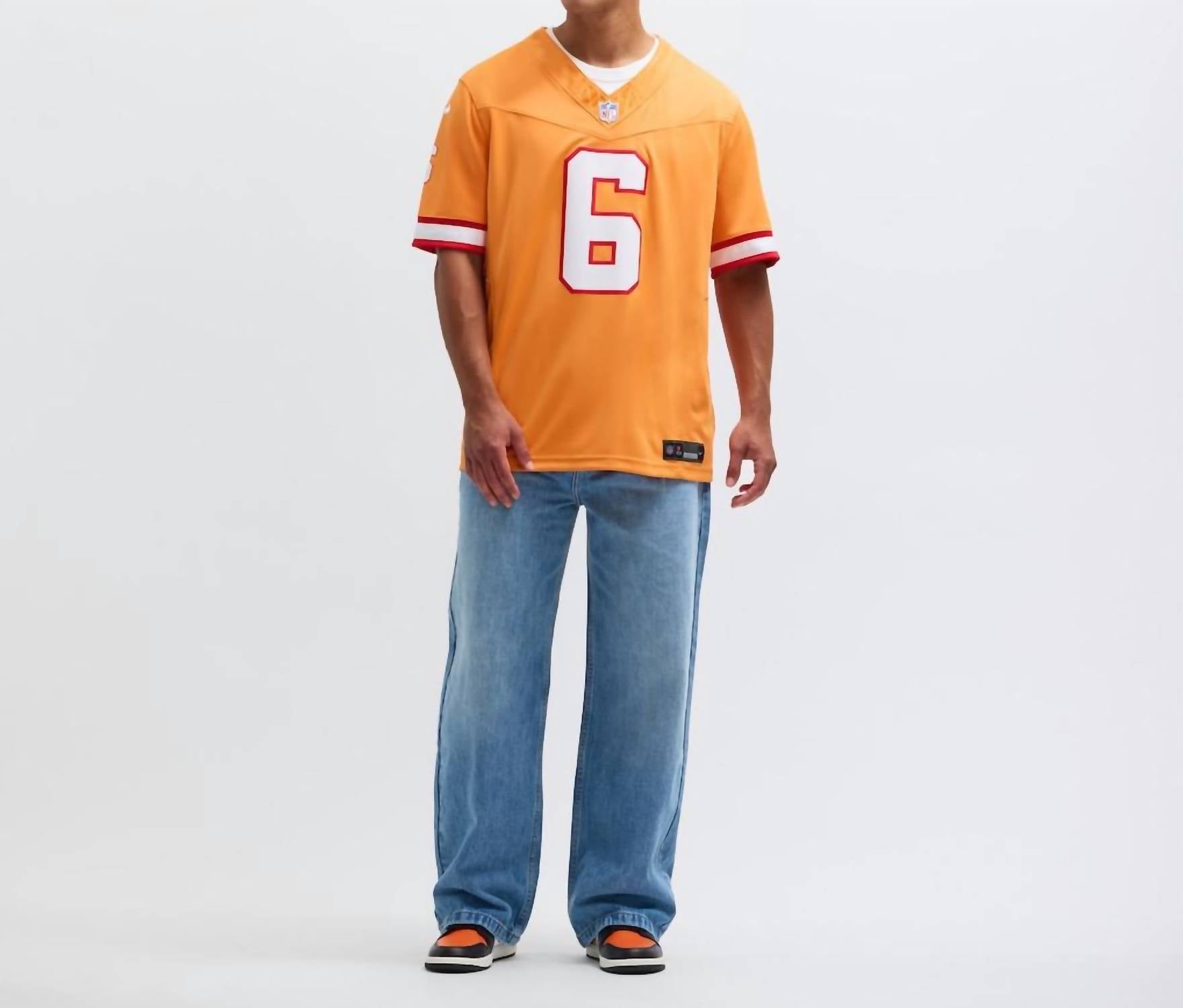 NIKE Baker Mayfield Jersey Tee in orange - men's t-shirt - detail view