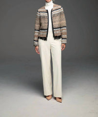 Nic + Zoe - Knit Weaving Trimmed Jacket
