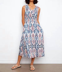 Charlie B - Smocked Printed Viscose Midi Dress