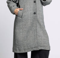Thread & Supply Catalina Herringbone Coat in charcoal melange - women's jacket - detail view