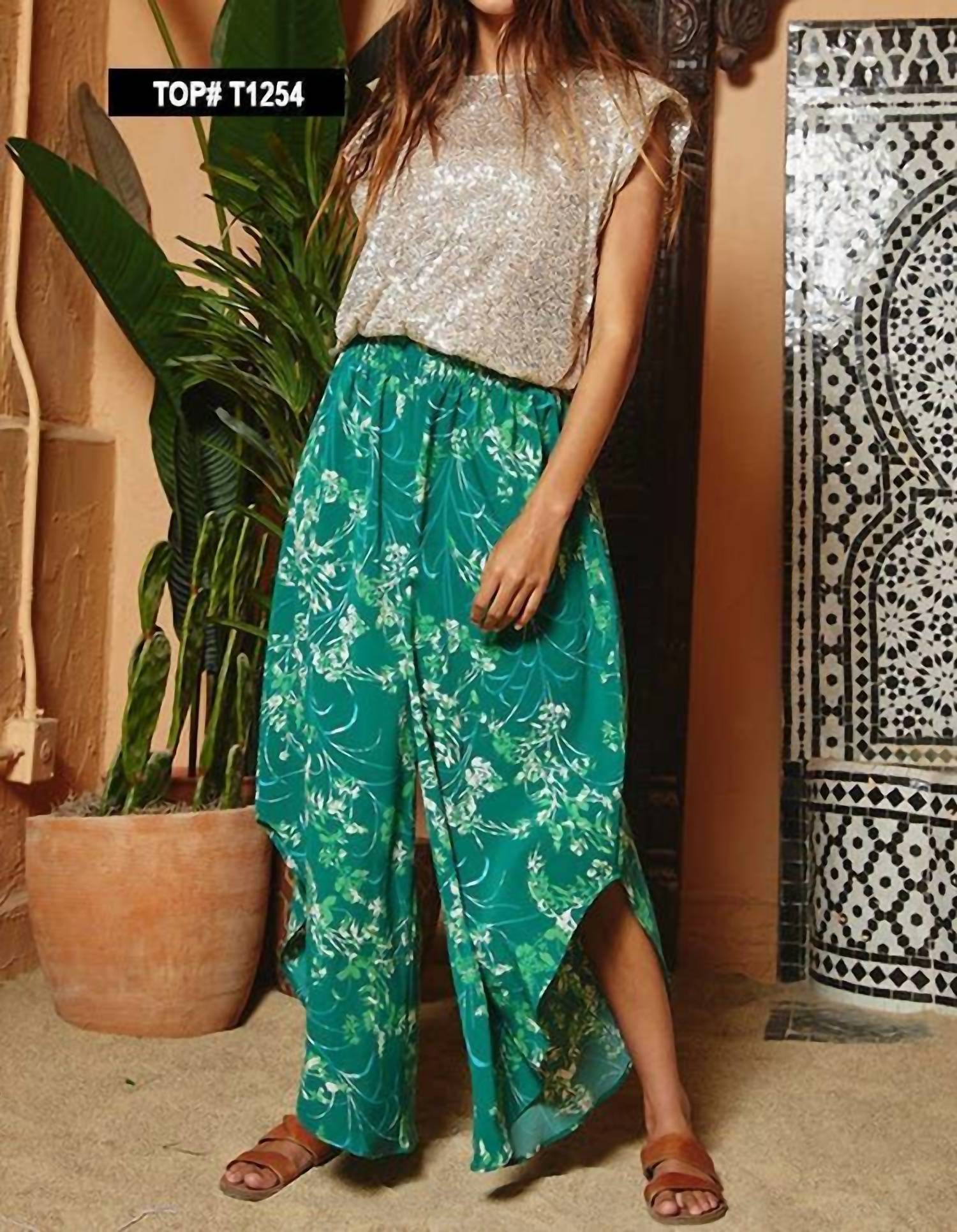 Bucketlist - Soft Smocked Waistband Wide Leg Pants