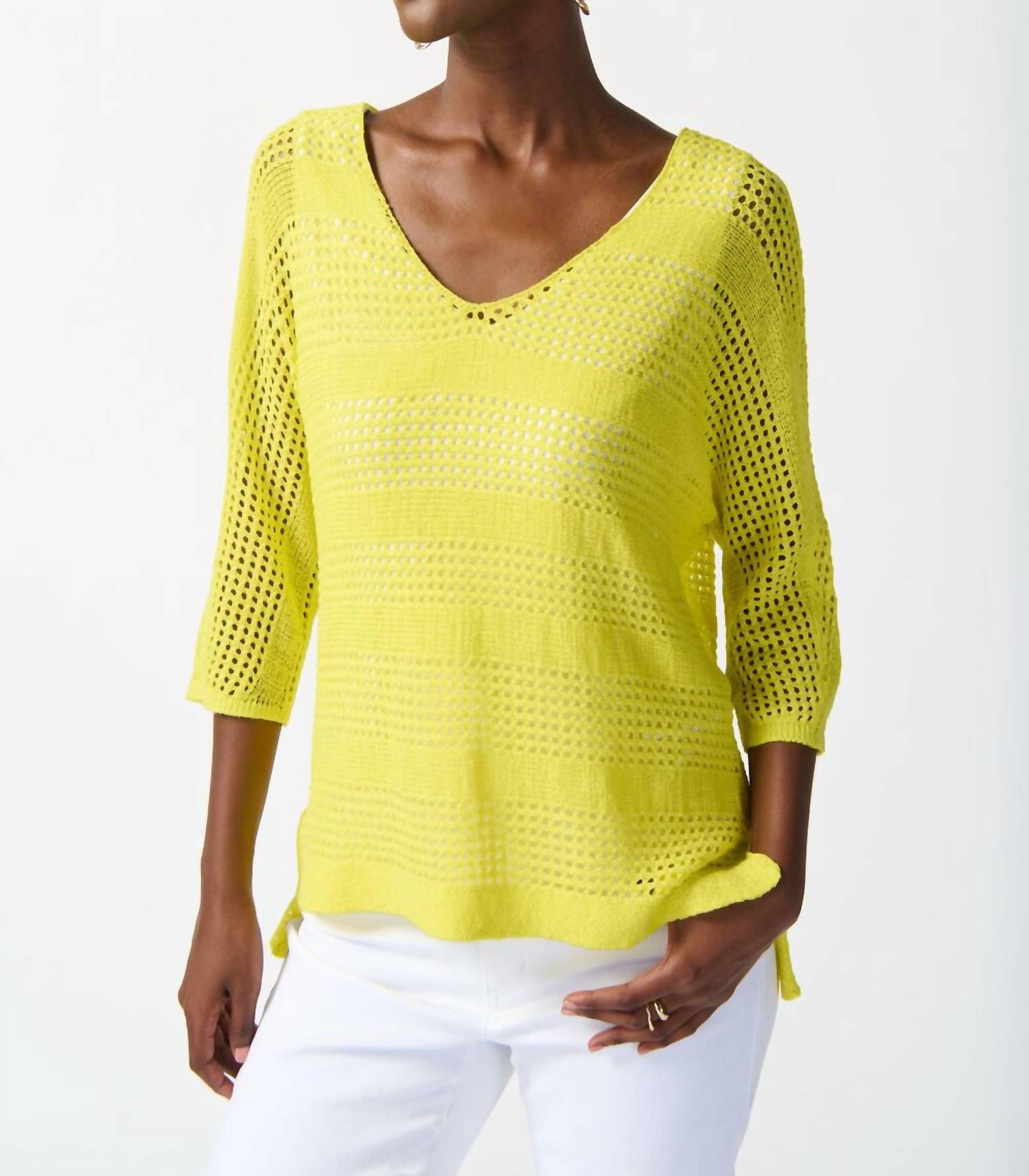 Joseph Ribkoff - Perforated V-neck Top