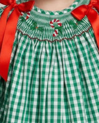 Delaney - Girls' Long Sleeve Candy Cane Bishop Dress