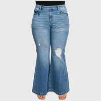 Petra153 - Super High Rise 70's Inspired Flare Jeans - Plus