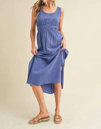 Aemi + Co - Gauze Slit Sleeveless Open Back Dress