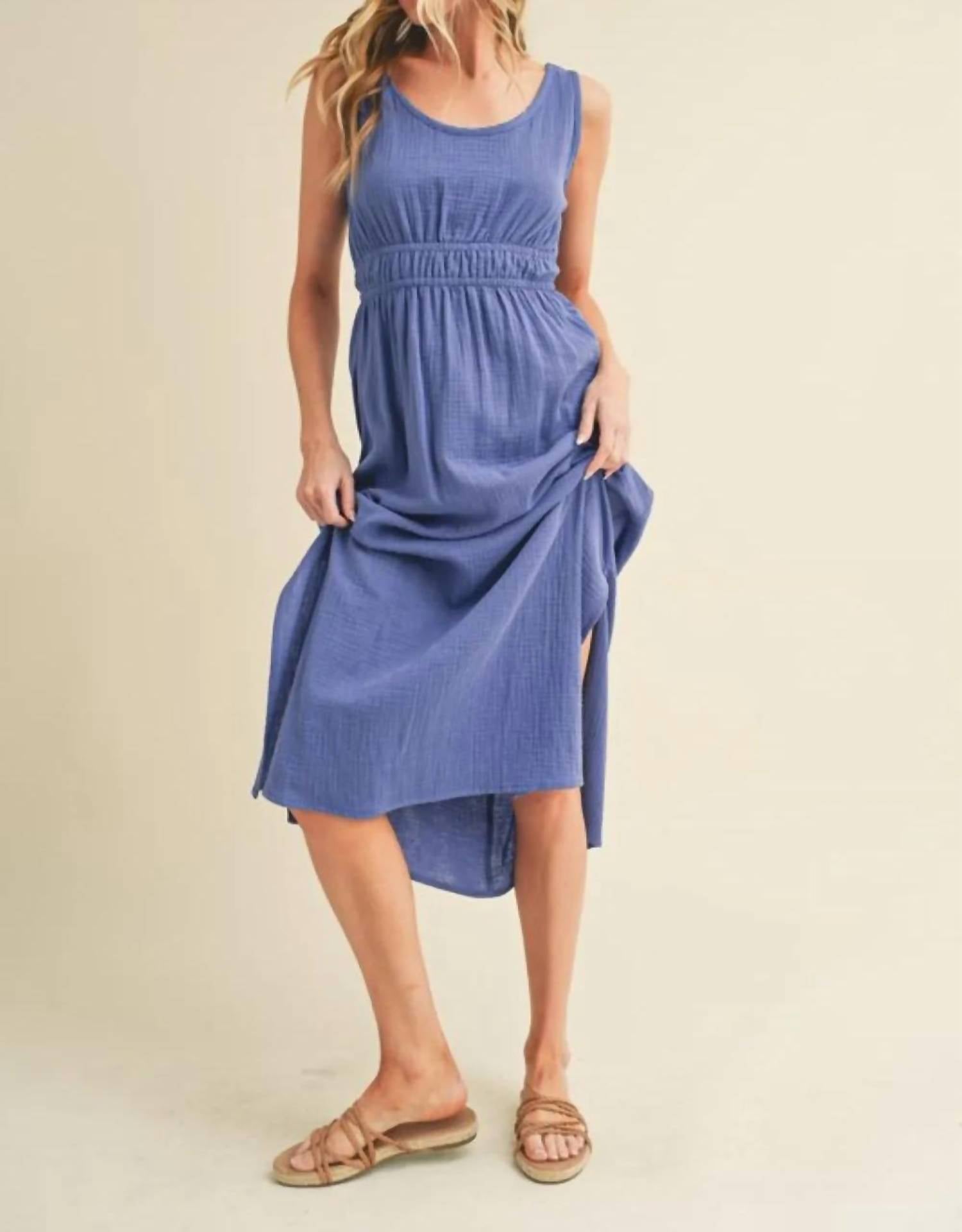 Aemi + Co - Gauze Slit Sleeveless Open Back Dress