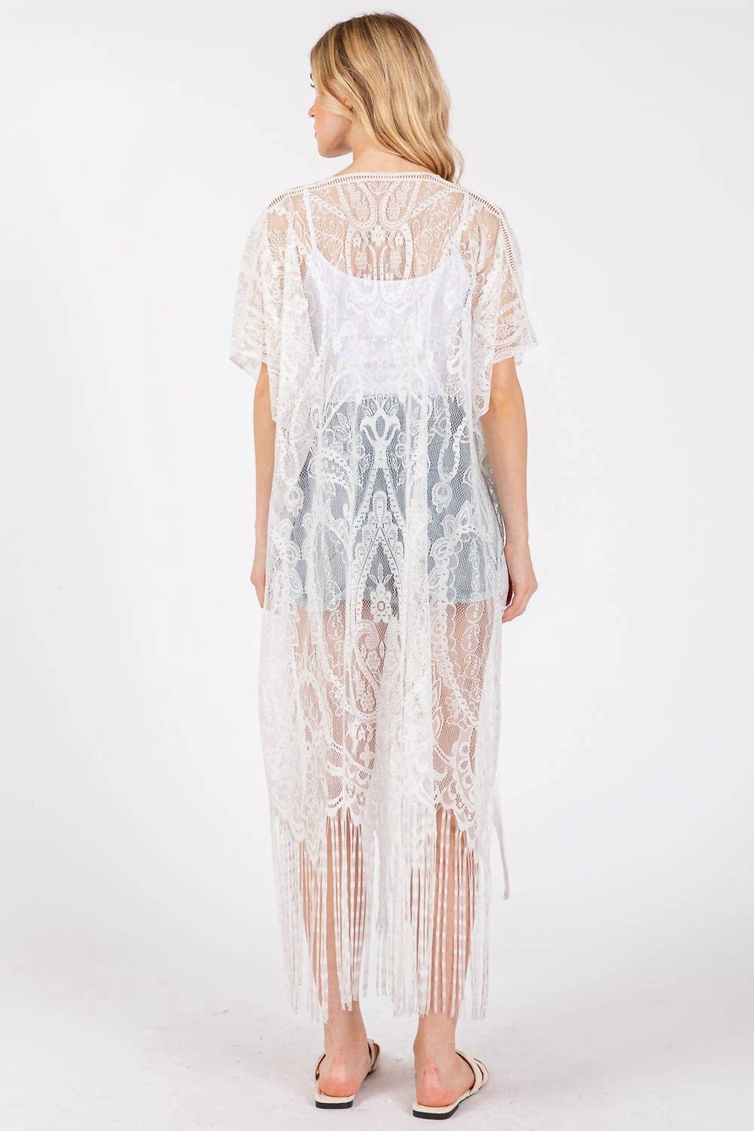 Mimi Wholesale - Elegant Lace Fringe Kimono