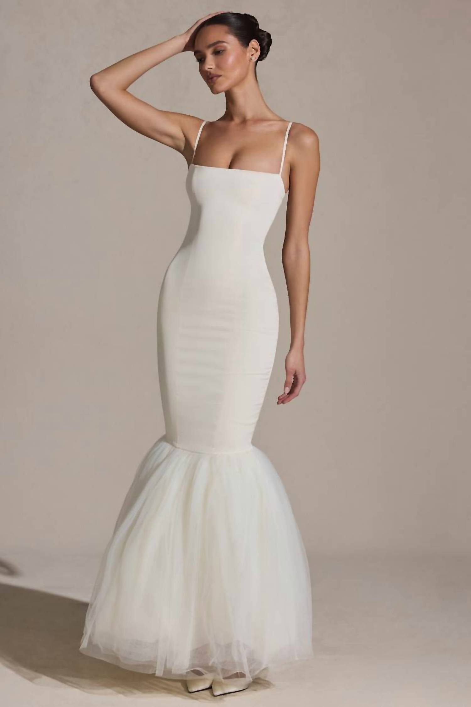 Oh Polly - Adelpha Tulle Hem Fishtail Gown
