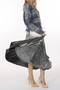 Beulah - Metallic Coated Pleat Maxi Skirt