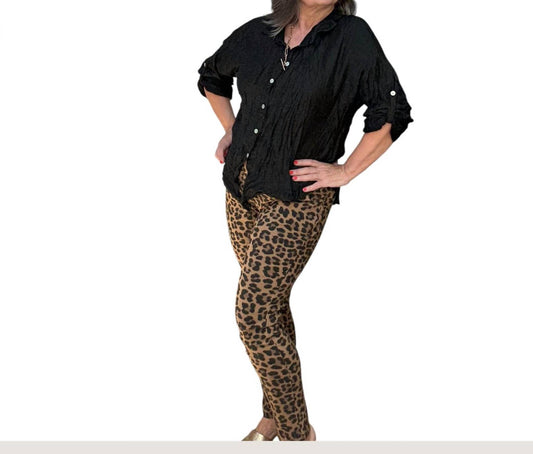 Made In Italy - Chic Leopard Print Italian Magic Pants