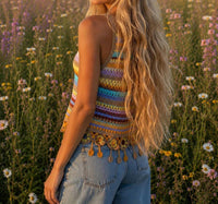 Apricot - Tassel Crochet Top