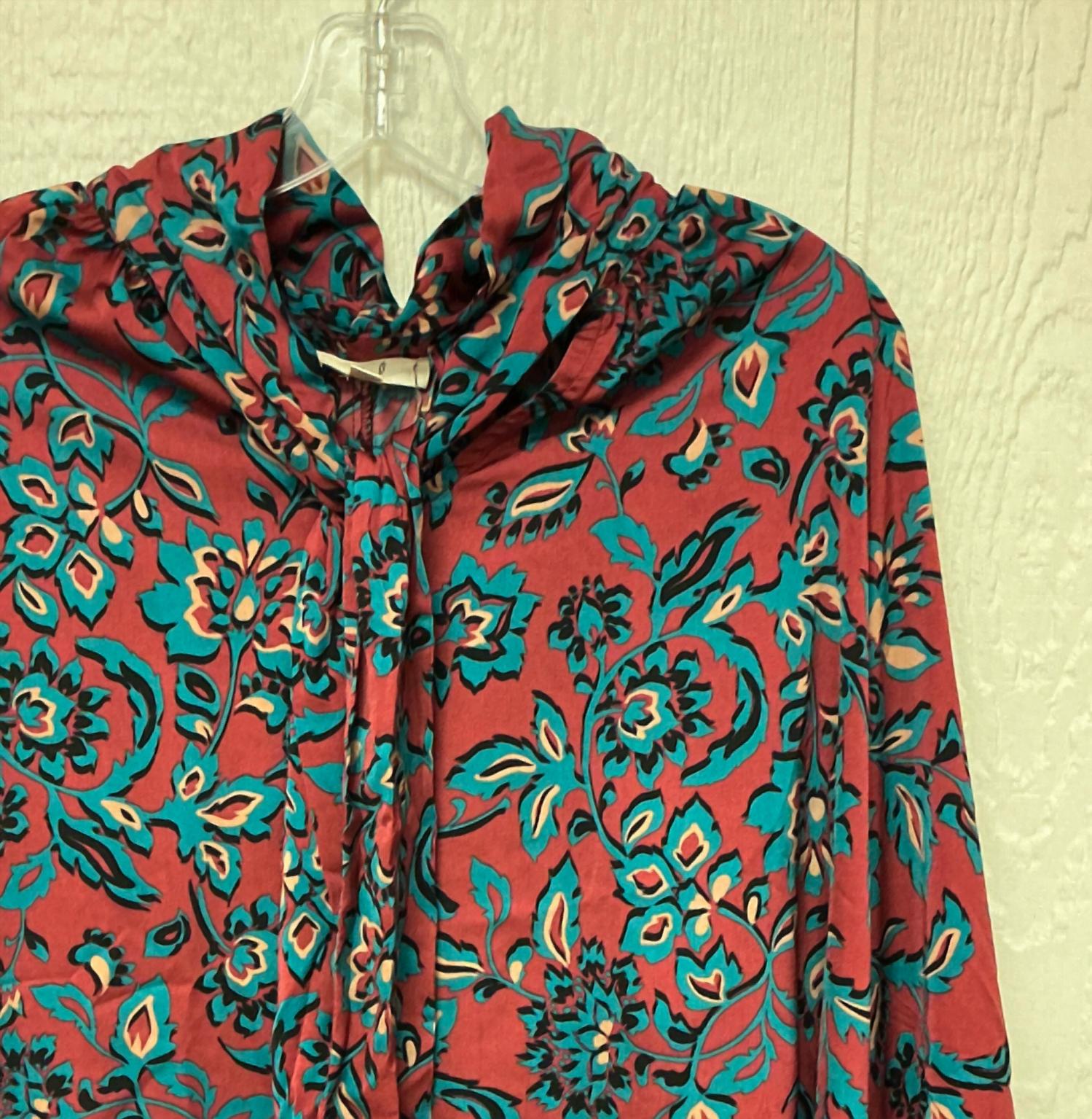 Easel - Women's Long Bell Sleeve Print Blouse - Plus