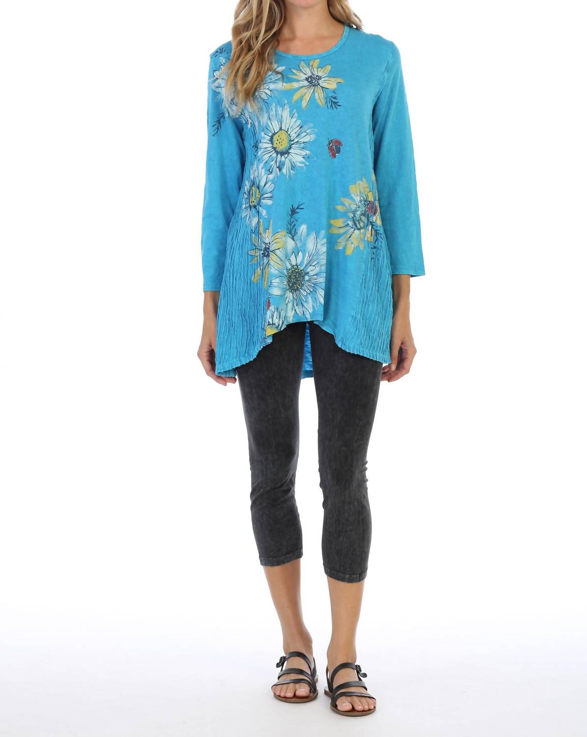 Jess & Jane - Flor Medley Wave Knit Mineral Washed Tunic