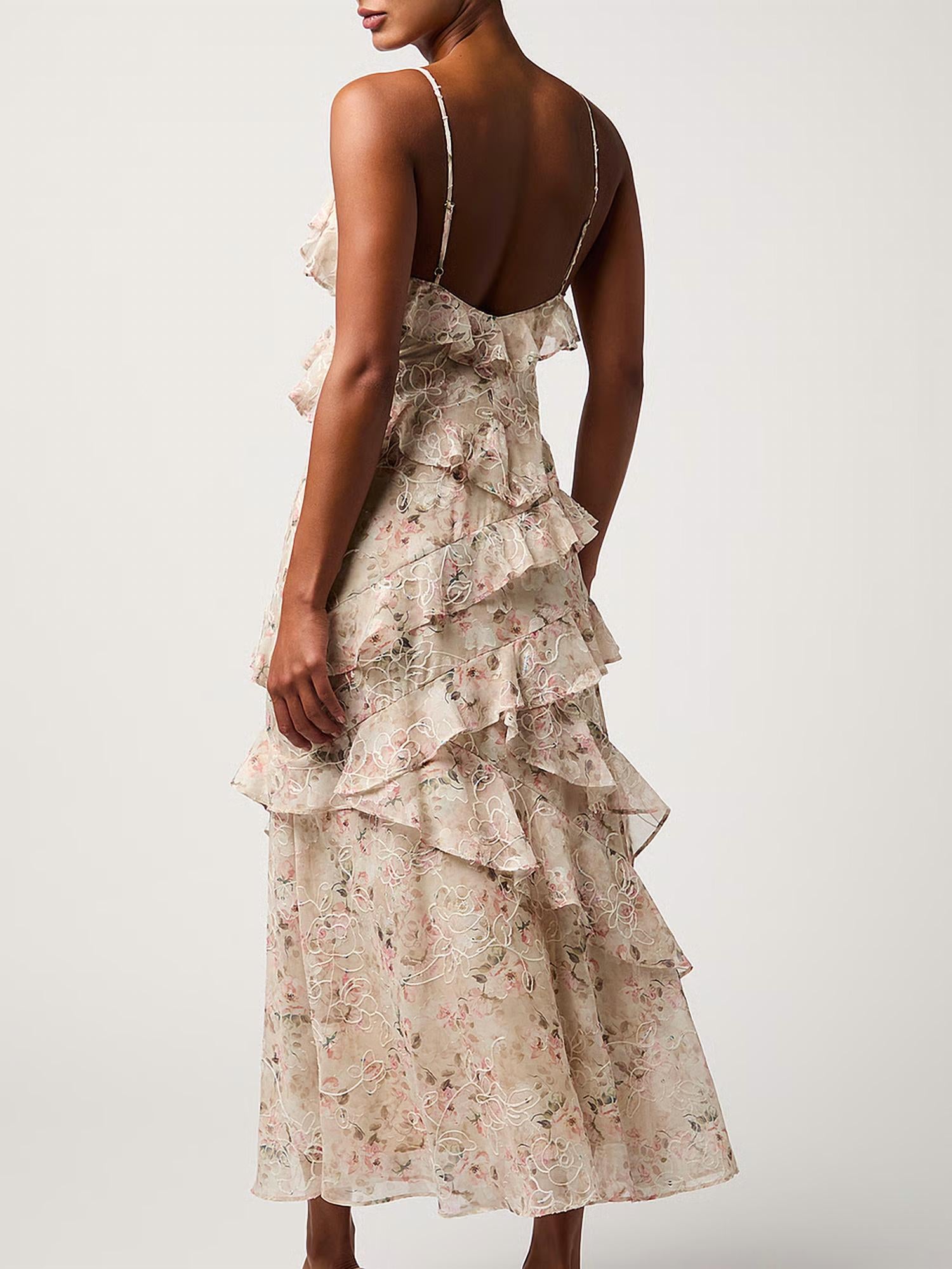 Lulus - Bryson Ruffled Embroidered Sequin Dress